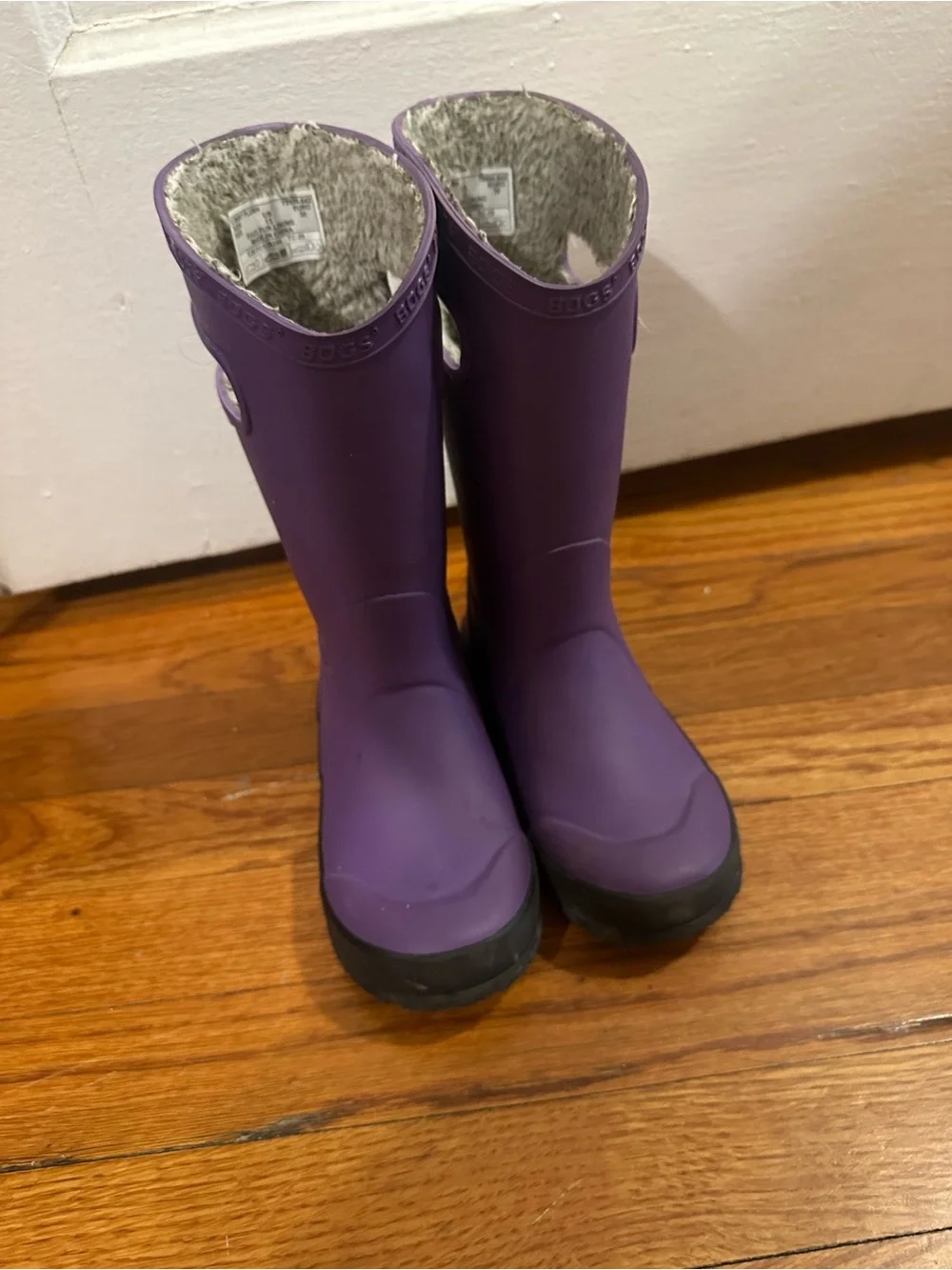 Bogs Kids Purple Waterproof Fleece-Lined Rain Boots